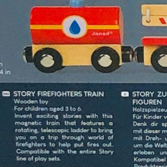 Janod  Firefighters  Wooden Train Connecting w/ Magnetic Connector Brand New - Picture 6 of 10